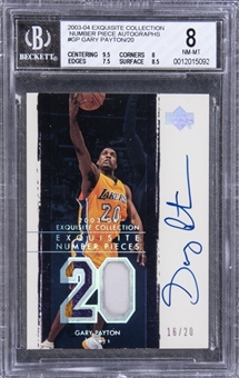 2003-04 UD "Exquisite Collection" Number Pieces #GP Gary Payton Signed Card (#16/20) – BGS NM-MT 8/BGS 10